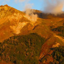 Fuming rocks at sunset (above the hot springs Termas de Chillan)